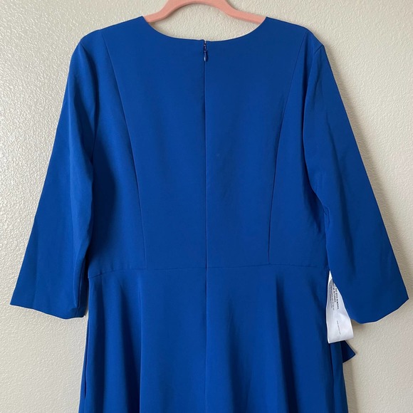 Kay Unger Bria High Low 3/4 Sleeve A-Line Midi Dress Navy Blue Plus Size 16 NEW - Picture 9 of 14